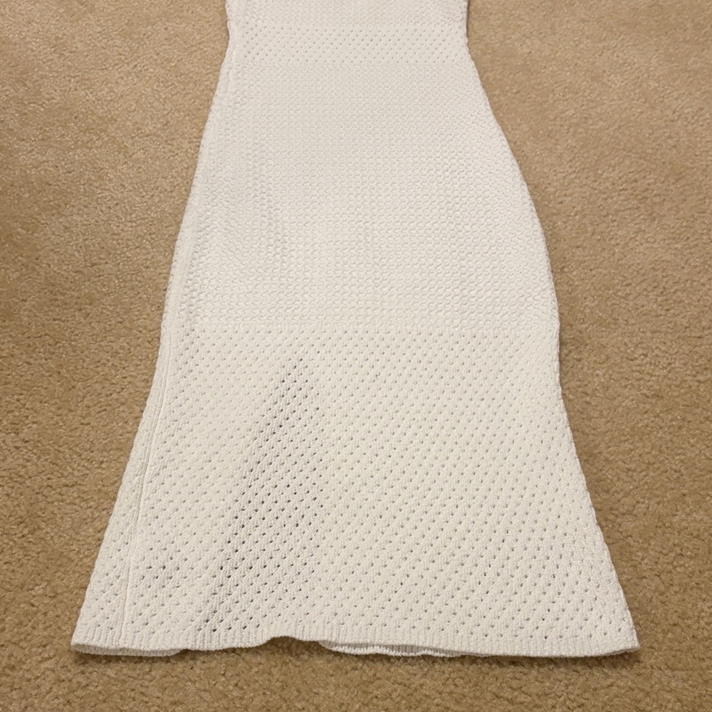 White Knit Dress with Front Slit - Picture 7 of 9